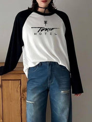 Tokio Hotel Reglan Uzun Kollu Baskılı Beyaz T-Shirt