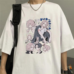 Tokyo Revengers Collages Baskılı Beyaz Unisex Oversize T-shirt