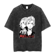Yıkamalı Anime Tokyo Revengers Baskılı Unisex Oversize Vintage T-shirt