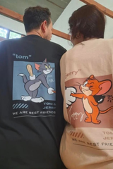 Tom & Jerry Detail Oversize Unisex T-Shirt