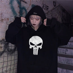 Touz Punisher Siyah Kapüşonlu Sweatshirt