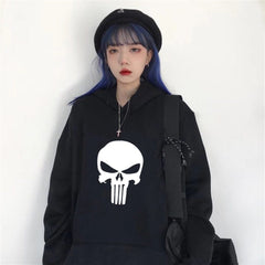 Touz Punisher Siyah Kapüşonlu Sweatshirt