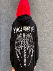 Touz Siyah Tribal Gothic Wings (Unisex) Kapşonlu