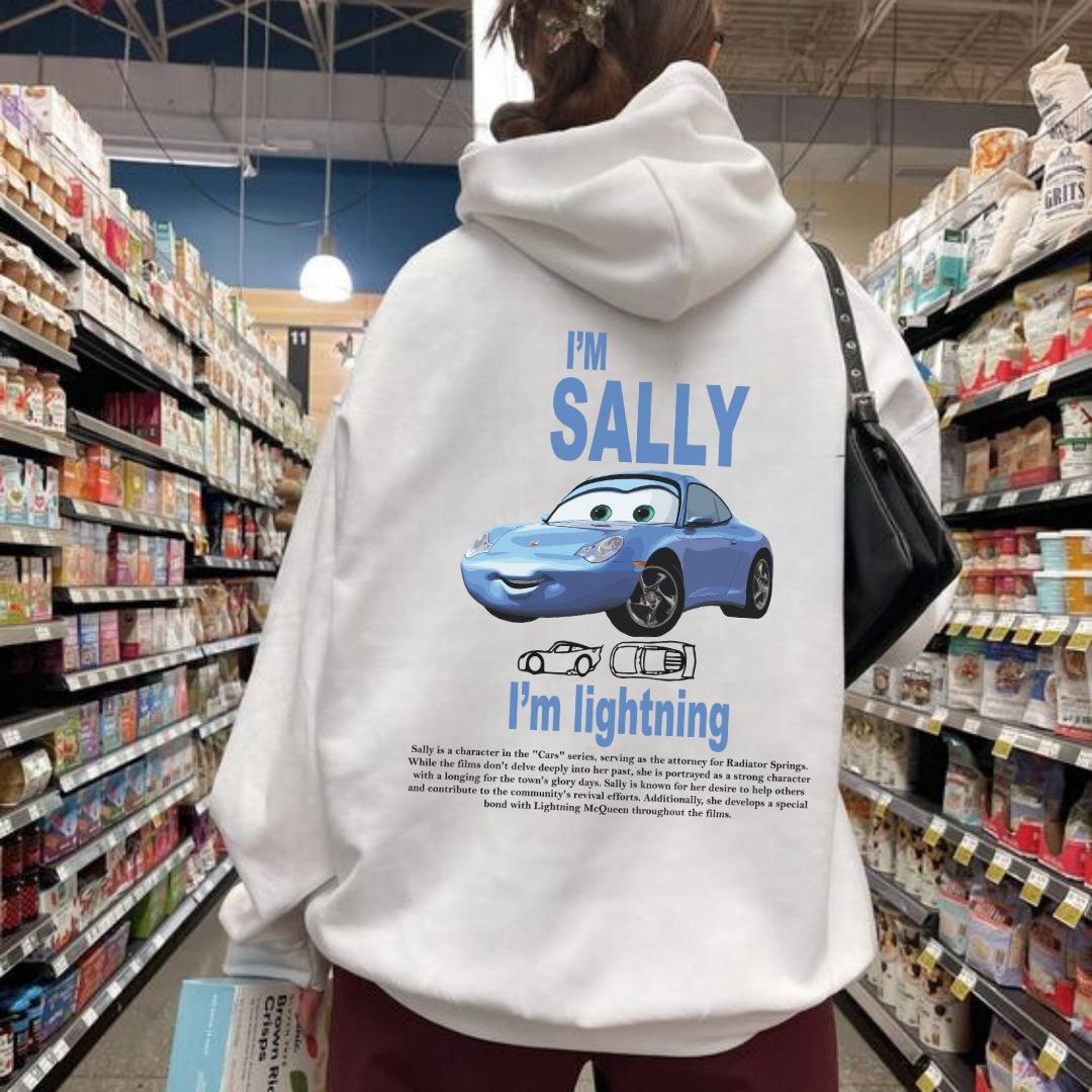 Unisex I'm Sally Cars Sweatshirt Beyaz