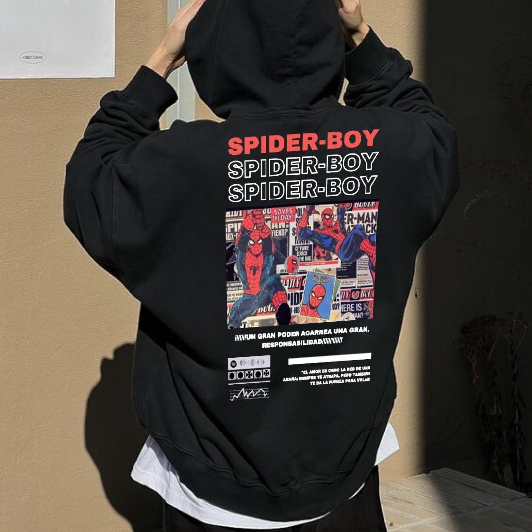 Unisex Spider Boy Sweatshirt Siyah