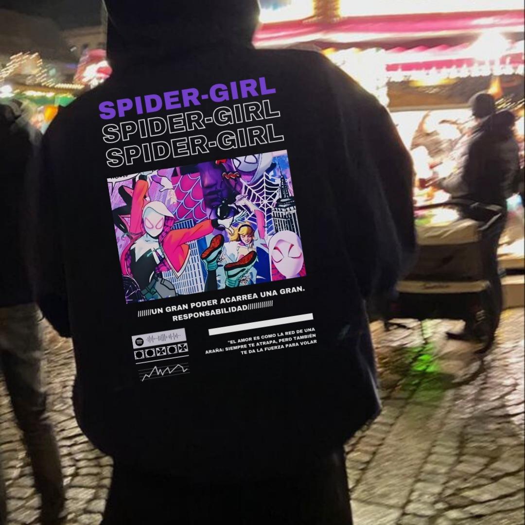 Unisex Spider Girl Sweatshirt Siyah