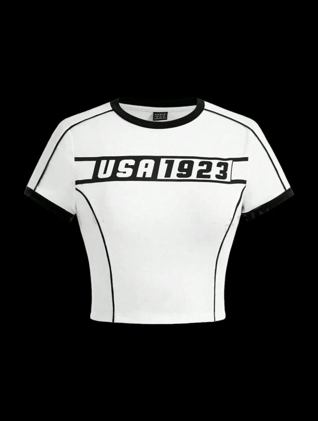 Usa Kısa Kollu Crop Bluz