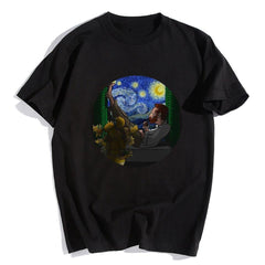 Van Gogh Siyah Unisex Oversize T-shirt