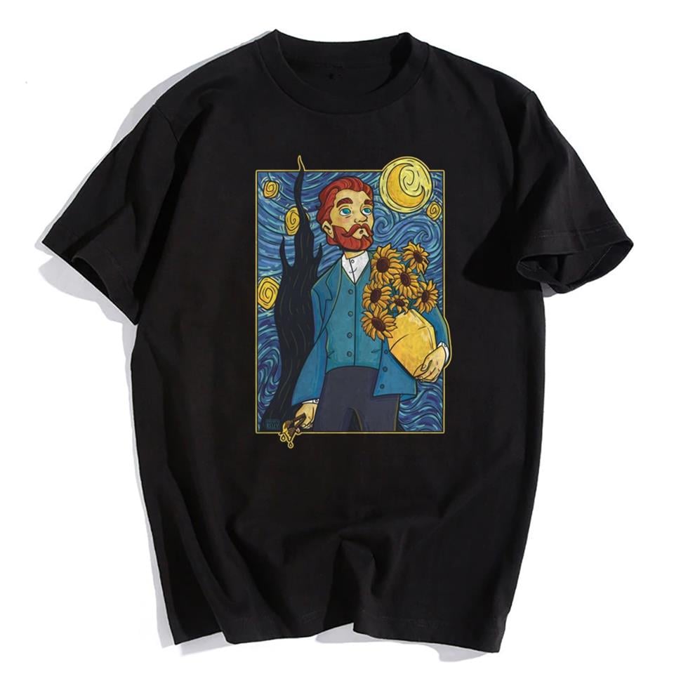 Van Gogh Starry Night Siyah Unisex Oversize T-shirt