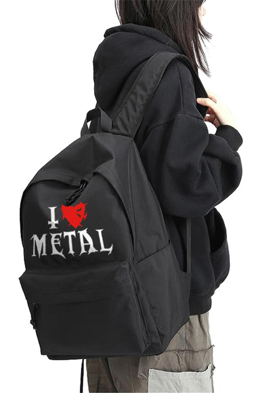 Very Kind  I Love Metal Baskılı Unisex Sırt Çantası