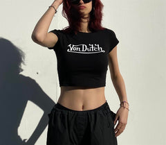 Von Dutch Baskılı Siyah Crop