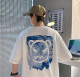 Watercolor Face Sırt Baskılı Beyaz Unisex Oversize T-shirt