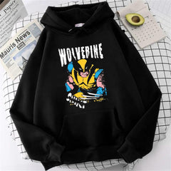 Wolverine Baskılı Siyah Unisex Oversize Kapüşonlu Sweatshirt