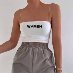 Women Beyaz Ip Askılı Büstiyer Crop