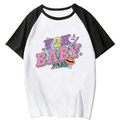 Y2k Baby Beyaz Reglan Kol Oversize T-shirt