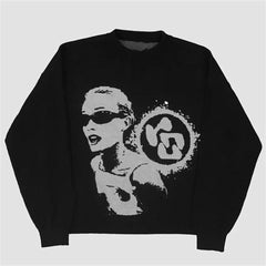 Y2k Girl Unisex Oversize Siyah Kazak