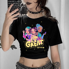 Y2k Girls Siyah Crop