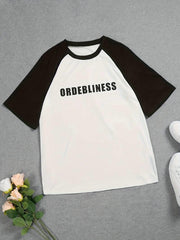 Y2k ORDEBLINESS Beyaz Reglan Kol Oversize T-shirt