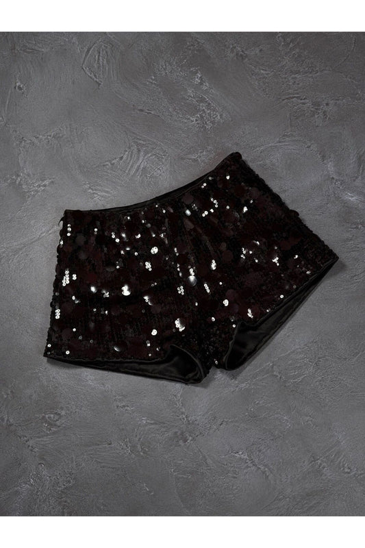Y2K Retro Sequin Pul Sim Detaylı Şort
