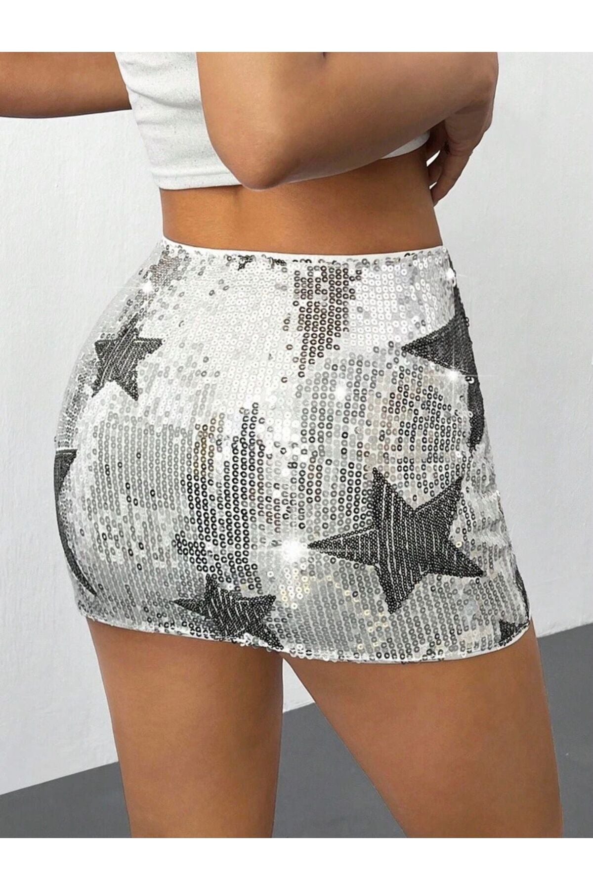 Y2K Retro Sequin Pul Sim Detaylı Şort