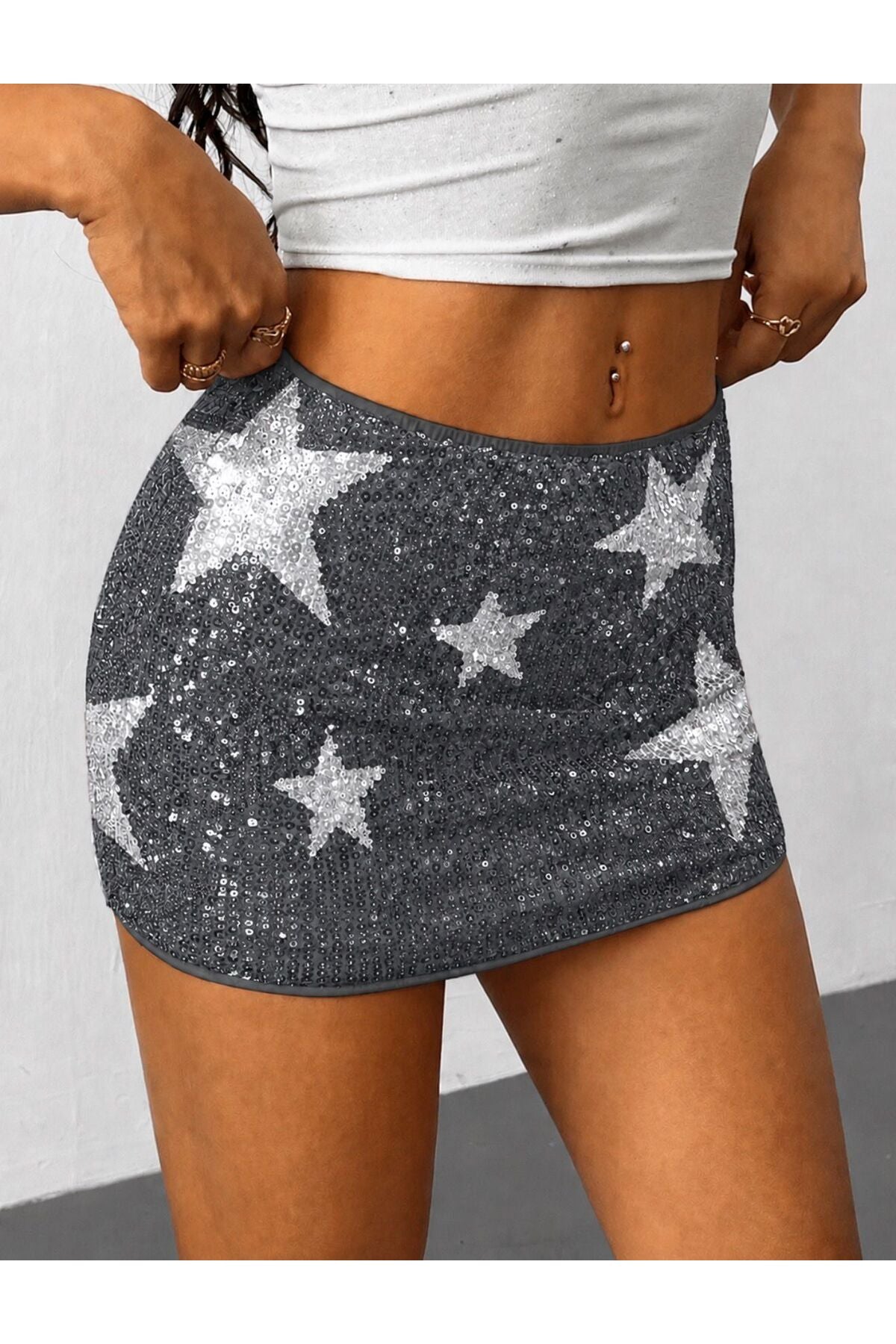 Y2K Retro Sequin Pul Sim Detaylı Şort