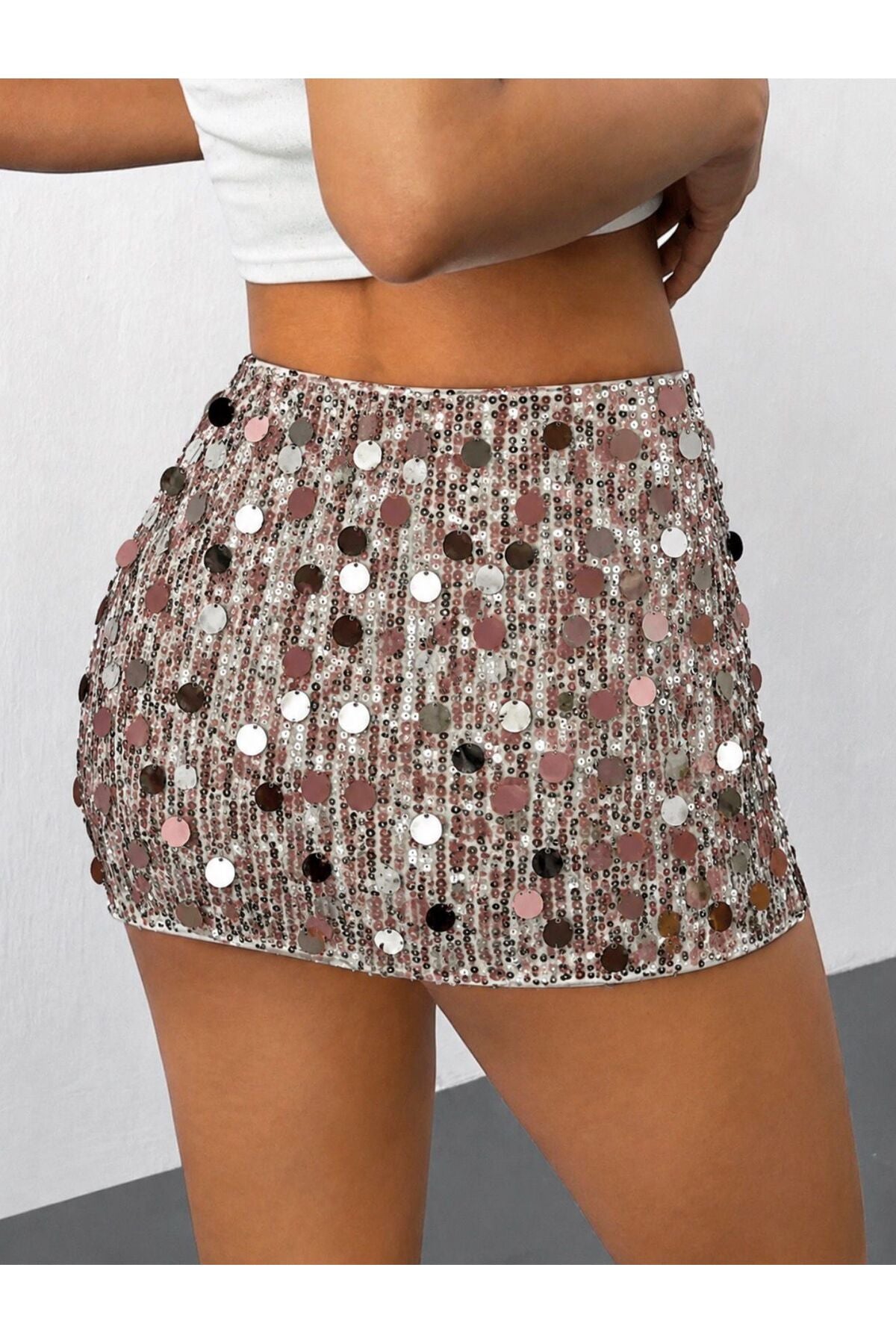 Y2K Retro Sequin Pul Sim Detaylı Şort