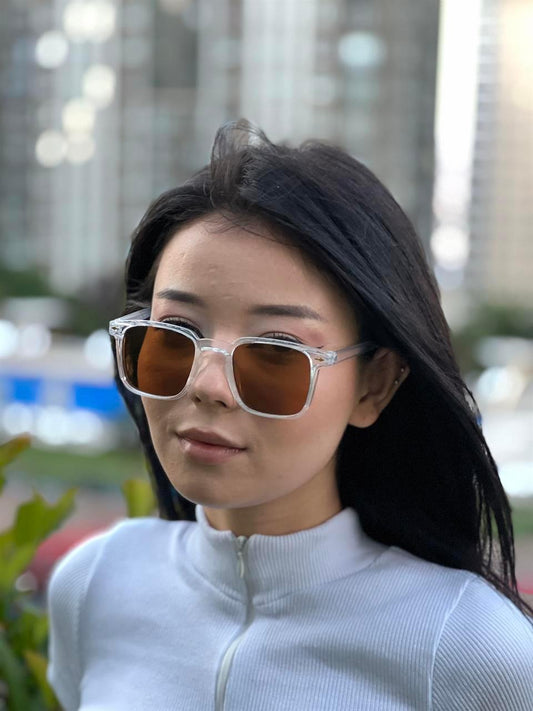 Y2K Şeffaf  UV Korumalı Kahverengi Cam Güneş Gözlüğü