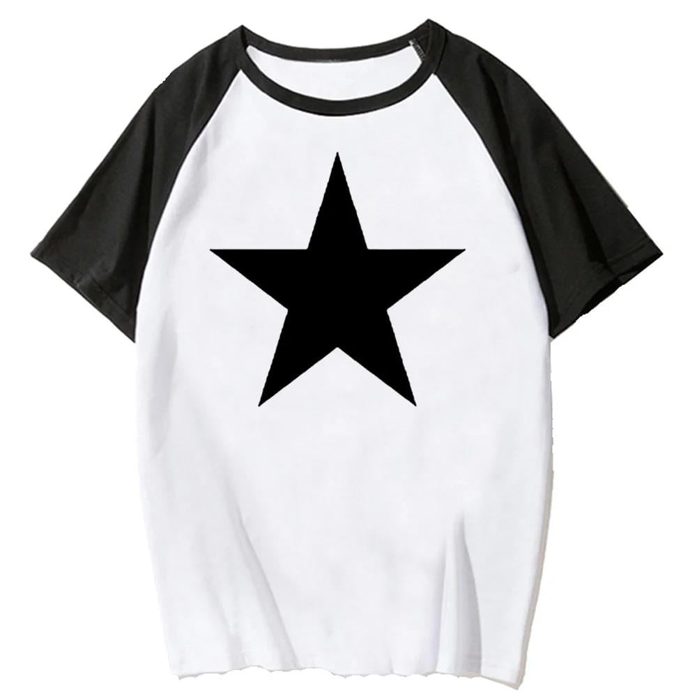 Y2k Star Beyaz Reglan Kol Oversize T-shirt