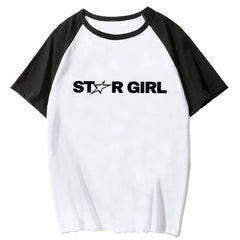 Y2k Star Girl Beyaz Reglan Kol Oversize T-shirt