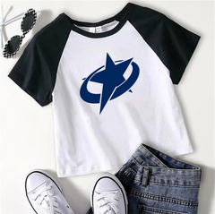 Y2k Stars Baskılı Reglan Kol Beyaz Crop