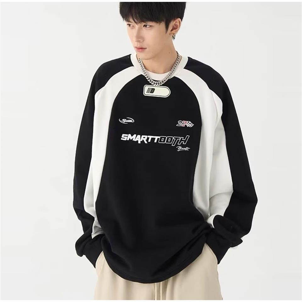 Y2K Streetwear Smarttooth Baskılı Siyah Unisex Oversize Bisiklet Yaka Sweatshirt