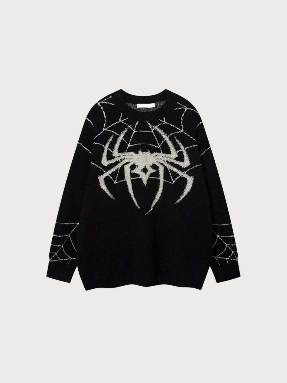 Y2K Streetwear Spider Web Oversize Unisex Siyah Kazak