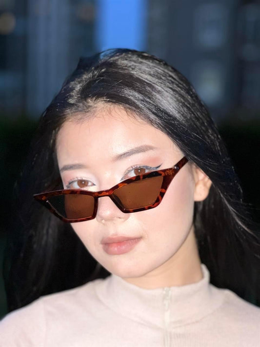 Y2K Tarz Angel Model Leopar UV Korumalı Leopar Desenli Güneş Gözlüğü