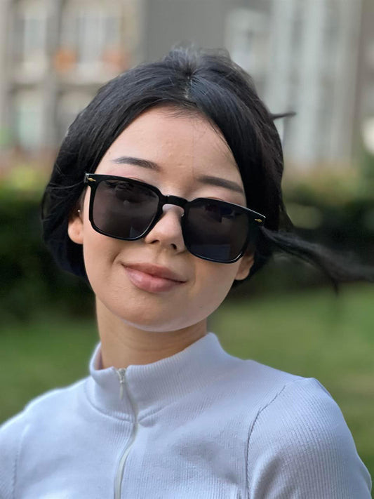 Y2K Tarz Klasik Model Siyah UV Korumalı Leopar Desenli Güneş Gözlüğü