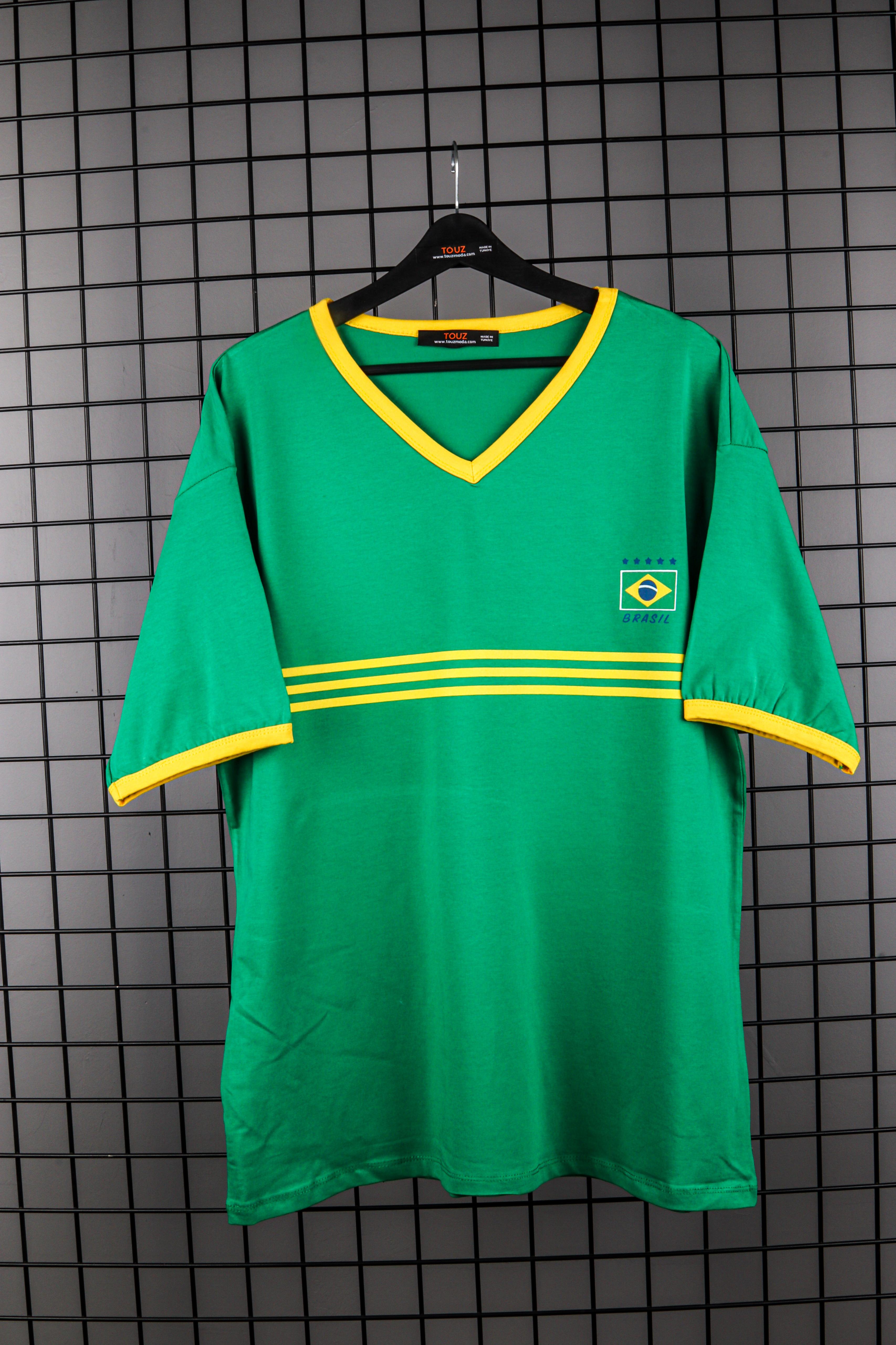 Vintage Brasil Oversize V Yaka Unisex Tshirt