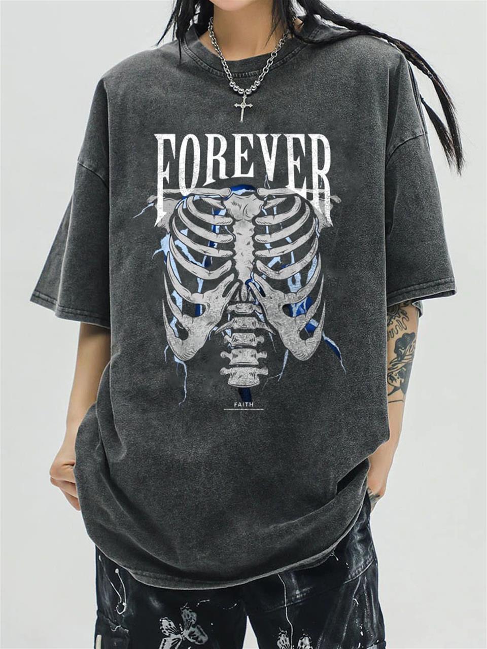 Yıkamalı Forever Rib Unisex Eskitme T-shirt