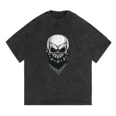 Yıkamalı Gang Skull Unisex Eskitme T-shirt