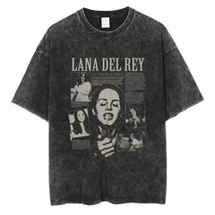 Yıkamalı Lana Del Rey  Baskılı Unisex Oversize Vintage T-shirt