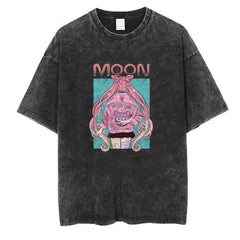 Yıkamalı Moon Wicked Lady Unisex Eskitme T-shirt