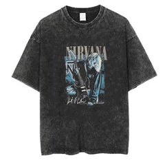 Yıkamalı Nirvana Unisex Eskitme T-shirt