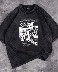 Yıkamalı Siouxsie Banshees Oversize Eskitme T-shirt