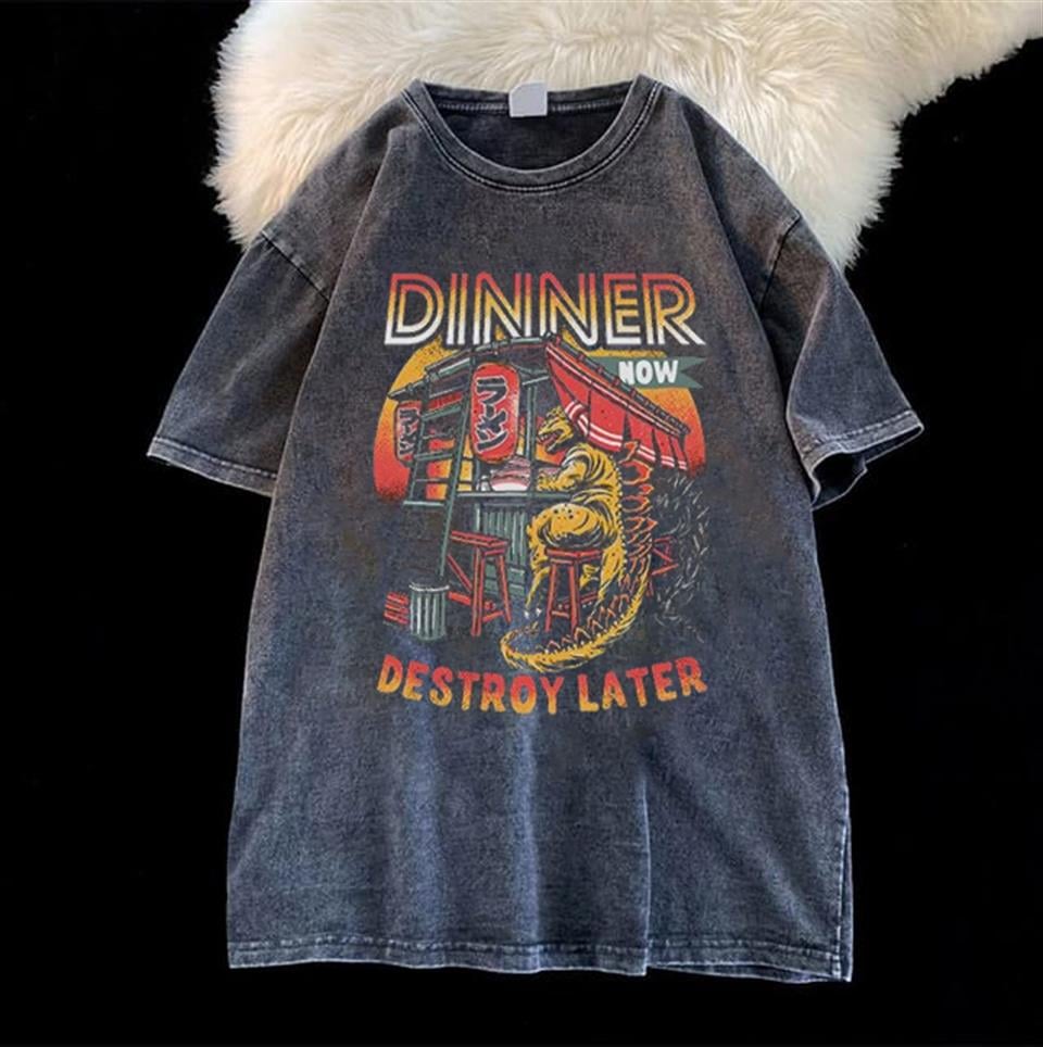 Yıkamalı Dinner Unisex Eskitme T-shirt