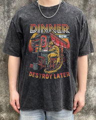 Yıkamalı Dinner Unisex Eskitme T-shirt