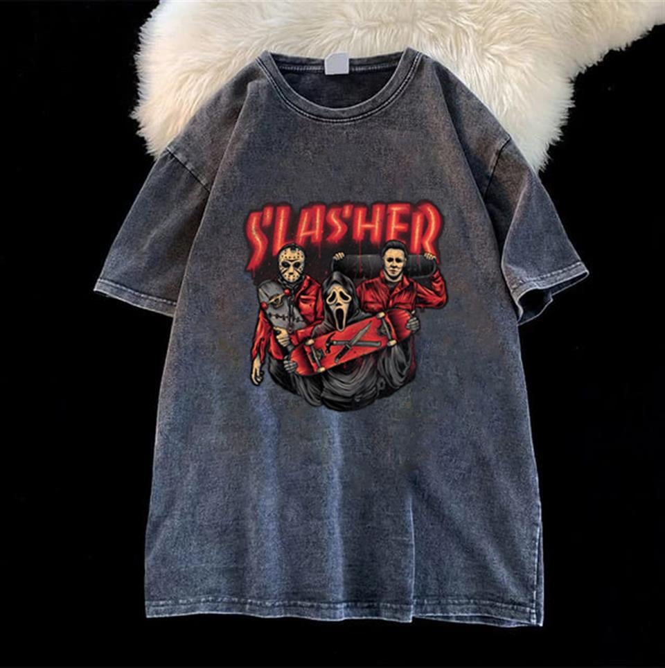 Yıkamalı Red Slasher Unisex Eskitme T-shirt