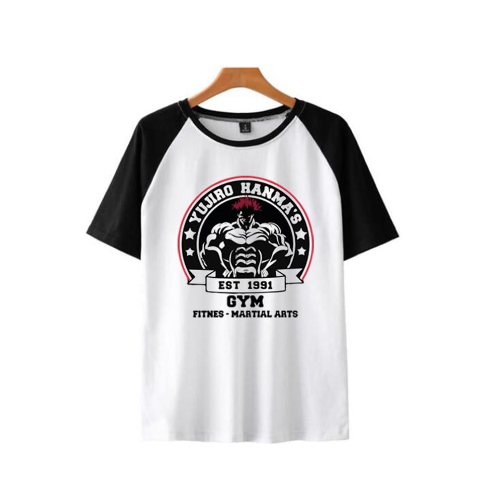 Yujiro Hanma's GYM Baskılı Reglan Kol Beyaz Unisex Oversize T-shirt