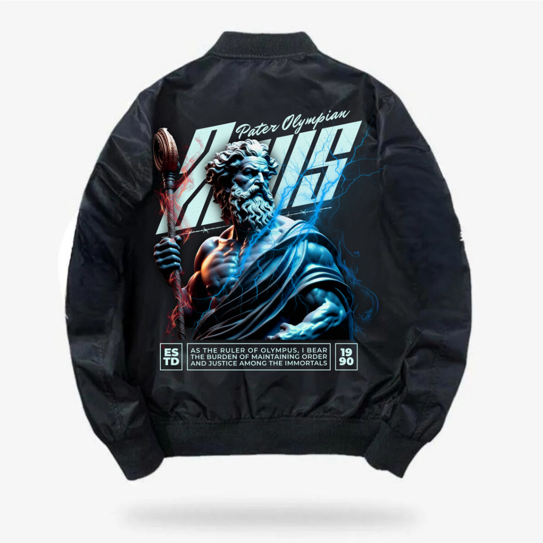 Zeus Baskılı Unisex Bomber Ceket